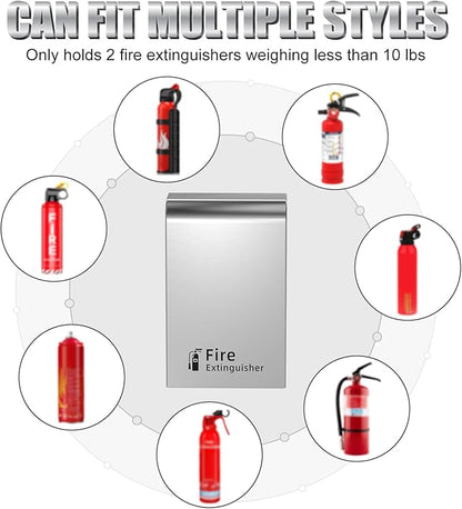 Fire Extinguisher Cabinet Floor Standing, Stainless Steel Fire Extinguisher Box, Suitable for Shopping Malls and Hotels, Can Accommodate Two 10 Pound Fire Extinguishers (Silver)