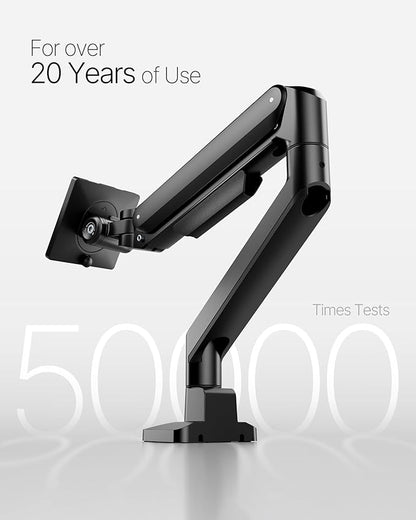 monTEK Deluxe Aluminum Monitor Arm with USB A/C for 17 to 40 Inch Curved Screens Fully Adjustable Single Monitor Arm with Clamp/Grommet, Quick Release Plate, Cable Management, VESA 75/100, MA1008UCBK