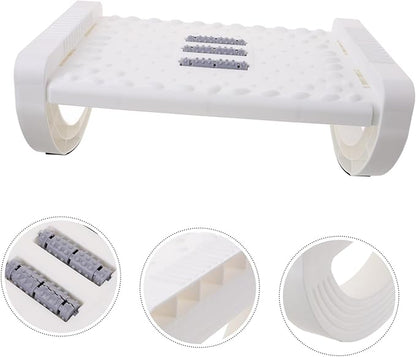 Anti-Slip Office Foot Rest Under Desk Raised Footstool with Rocking Motion Stable Non-deformable Footrest for Work and Home Space-Saving Foot Support Stool in White