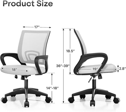 Athena Collection Office Chair - 330Lbs, 2 Packs Breathable Mesh Desk Chair Thickness Cushion with Lumbar Support & Armrest, Rolling Swivel Adjustable Tilt Lock for Home Office/Gaming, Bedroom Study