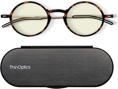 ThinOptics unisex-adult Manhattan Blue Light Blocker Reading Glasses + Milano Case