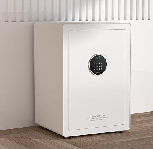 KAPUCI Modern Minimalism Design Biometric Fingerprint Touch Screen Safe, 3.38 Cubic Feet Auto-Open Safe Box with Digital Virtual Password,Safety Steel Home Safes for Wardrobe,Office(New Version)