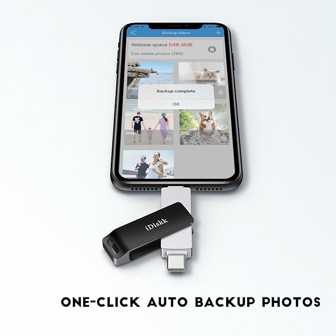 App-le Certified 1TB iPhone 17 iDiskk Photo Vault for iPhone USB Storage Photo Flash Drive Transfer Stick for iPhone Picture External Storage iPad Lightning USB C Android Photo Storage Photo Stick