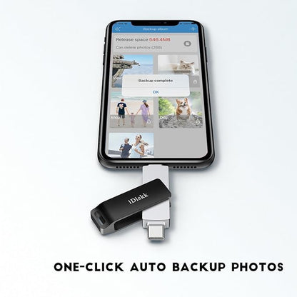 App-le Certified 1TB iPhone 17 iDiskk Photo Vault for iPhone USB Storage Photo Flash Drive Transfer Stick for iPhone Picture External Storage iPad Lightning USB C Android Photo Storage Photo Stick