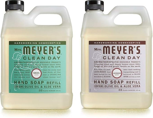 Mrs. MEYER'S CLEAN DAY Hand Soap Refill Scent Variety Pack 2 CT (Lavender + Basil)