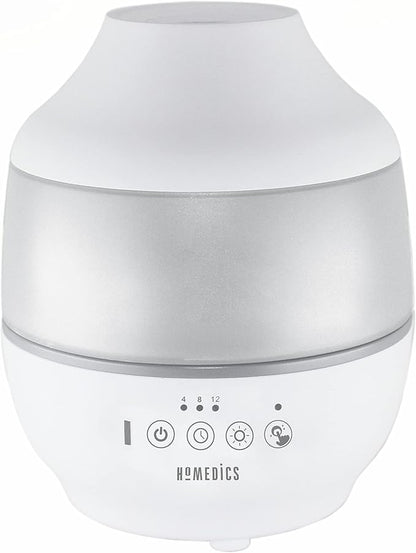 Homedics TotalComfort Humidifier – Large Air Humidifiers for Bedroom, Plants, Office – Cool Mist, Essential Oil Pads and Built-In Timer, 7-Color Night-Light, 2 Mist Settings, White