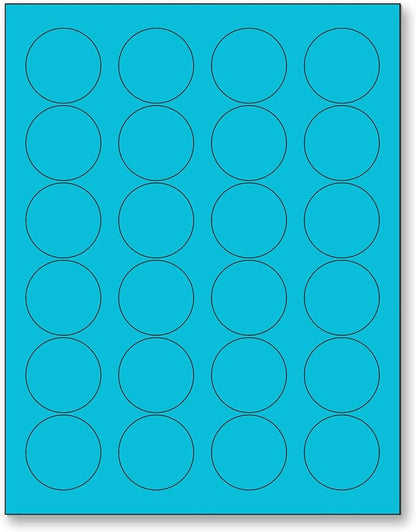 NextDayLabels - 8-1/2 x 11 Neon Color High Light Fluorescent Labels for Laser & Inkjet Printer (Blue Fluorescent, 1.66" Round - 24 Per Page | 600 Labels)
