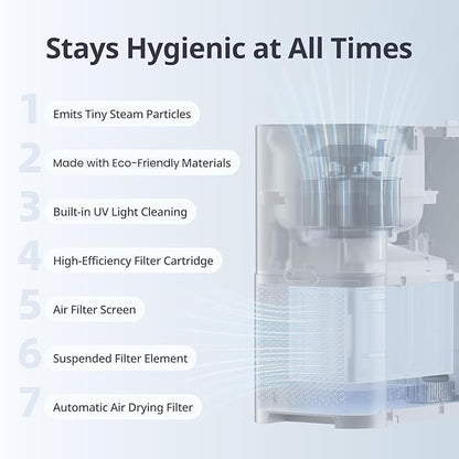 SwitchBot Smart Evaporative Humidifier for Bedroom 4.5L(1.2G), 750ml/h Rapid, Top Fill, Automatic Air Drying Filter, Ag+ Technology, Voice Control, App Alert (Hub 2 Required)