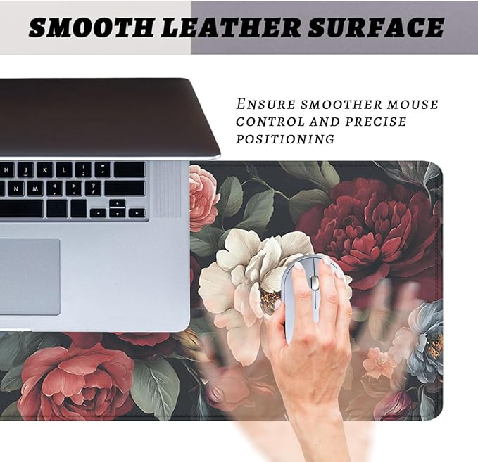 Vintage Roses Desk Mat Vintage Romantic Floral Botanical XL Mouse Pad Large Mousepad Extended Laptop Keyboard Mat Gaming Desk Pad Mouse Mat 31.5"x11.8"