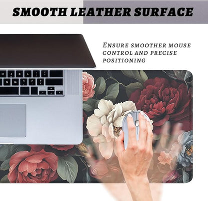 Vintage Roses Desk Mat Vintage Romantic Floral Botanical XL Mouse Pad Large Mousepad Extended Laptop Keyboard Mat Gaming Desk Pad Mouse Mat 31.5"x11.8"