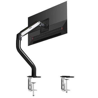Okak Monitor Stand for Desk Single Monitor Arm Mount Computer for 15 to 27 Inch Screens, Office Desk Accessories, VESA Mounting Holes 75 and 100mm Stand Up to 26.4lbs, Black