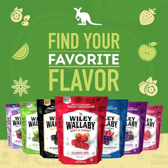 Wiley Wallaby Licorice 24 Ounce Classic Gourmet Soft & Chewy Australian Green Apple Licorice Candy Twists, 2 Pack
