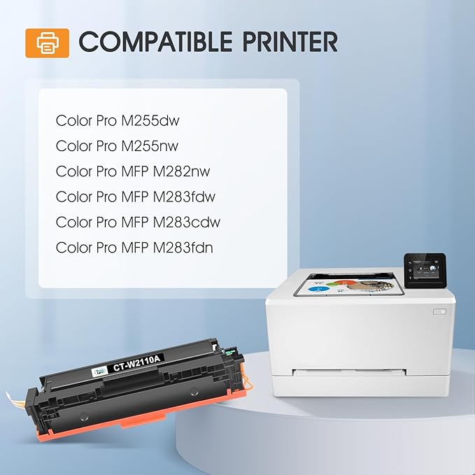 206A Toner Cartridges 4 Pack M283fdw M283cdw Set Compatible Replacement for HP 206A 206X Color Laserjet Pro MFP M255dw M283 M255 M255nw Printer High Yield Ink (with Chip) (Black Cyan Yellow Magenta)