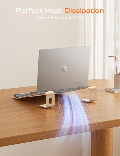 Laptop Stand for Desk, Laptop Stand with Wrist Support, Ergonomic Detachable Laptop Riser, Mount, Holder Notebook Computer Stand for MacBook Air Pro, HP, Dell, XPS, HP (10-17") Laptops - Gold