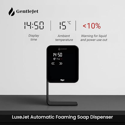 LuxeJet Automatic Foam Soap Dispenser Touchless, USB-C Powered or Battery, Aluminum Alloy Body, Wall Mount or Countertop, Digital Display, Hands-Free Automatic Soap Dispenser Touchless