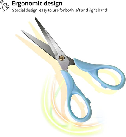 Gold Scissors, Stainless Steel Blade with Acrylic Handle, All Purpose Scissor for Office, School, Home, Fabric Shears, Tijeras (6.3" Blue)