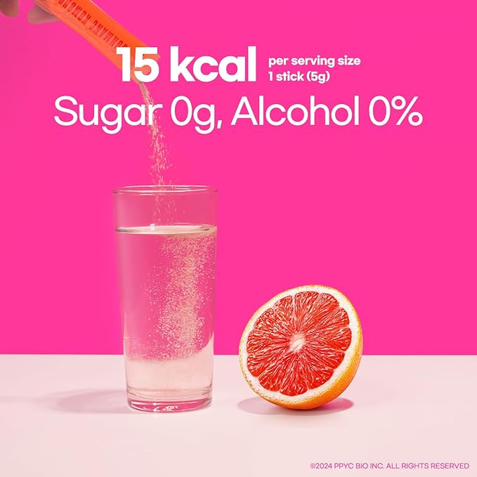 SUNMANC Kombucha 30 packets, Sparkling Probiotic Fermented Drink, Convenient Powdered Drink Mix, Tea Powder, Low Calories, Sugar 0g, Low Caffeine (Grapefruit)