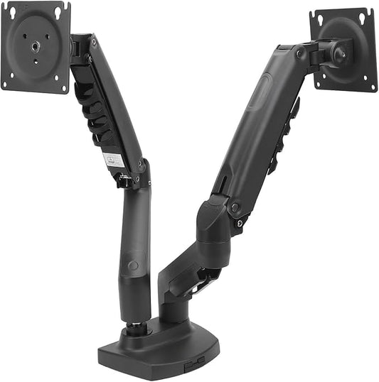 Zunate Adjustable Double Screen Stand for 17-27inch Screens, Telescopic Rotating Desk Mount for Gaming and Work, Aluminum Alloy Material