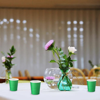 Disposable Paper Cups, 60pcs Green Paper Cups For DIY Wedding Party Picnic BBQ Travel and Event 8OZ (Green)
