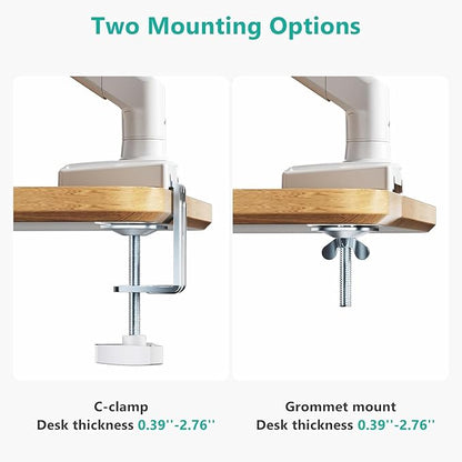 WALI Single Monitor Arm Mount Stand, Adjustable Gas Spring Arm Monitor Mount for Display up to 32 Inch,19.8lbs Capacity (GSMP001W), White