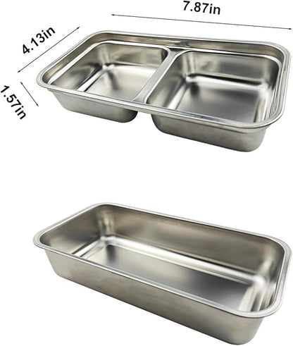 2-Pack Stainless Steel Food Containers Set - Reusable Metal Bento Box for Meal Prep, Portion Control, Lunch & Fruit - Small Travel Snack Container Portable & 1x 2-Compartment, 1x 1-Compartment