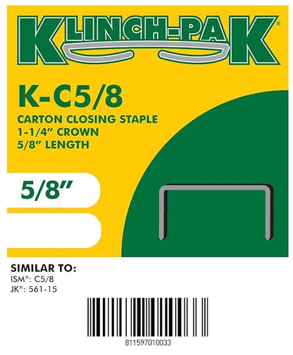 C-5/8 Carton Staple 1-1/4 inch Crown with 5/8 inch Leg Length 4000 per case - SIM CC58, C58 or JK561, Ideal for Wood and Sheet Metal Projects in Construction, DIY and Office/Retail
