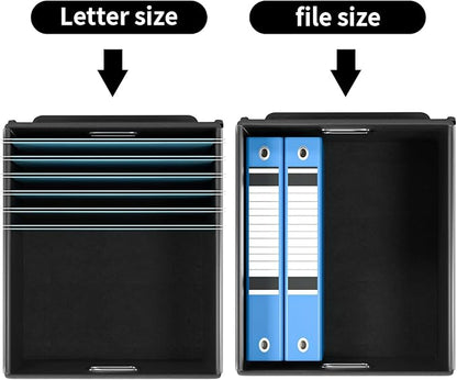 Huolewa Upgraded Portable File Organizer Box, Large Linen Hanging Office Document Storage Box with Lid - Black, Collapsible Filing & Storage Boxes for Office/Decor/Home - 14.9 x 12.59 x 10.8 inch