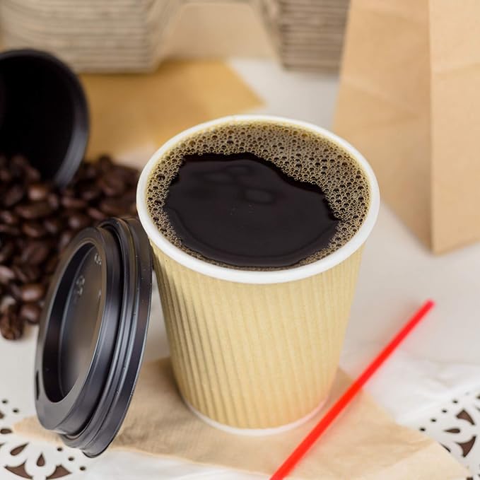 Karat 8 oz Ripple Insulated Coffee Cup [500 Count] Disposable Paper Hot Cup, Sturdy and Leak Proof, 80mm, No Lids