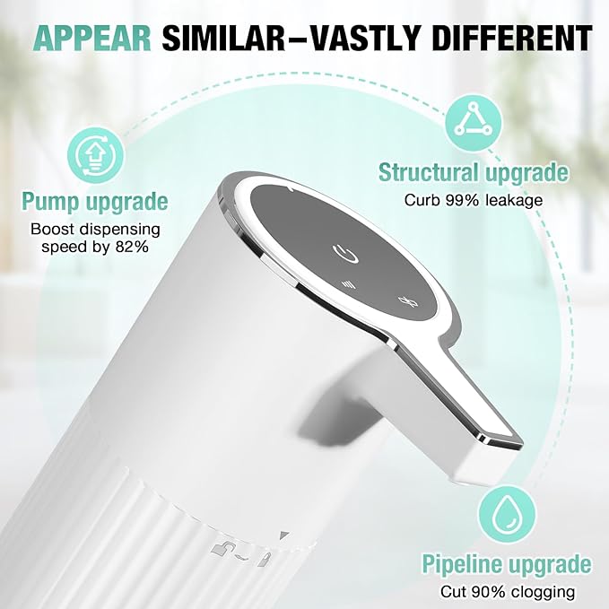 Automatic Soap Dispenser Foaming Touchless: 14oz Plastic - 4 Level Adjustable Wall Mount Foam Rechargeable Electric Auto Smart White Soap Dispenser - Bathroom Kitchen Hand Dish Lotion