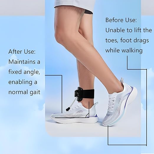 AFO Foot Drop Brace for Walking 2026 Upgraded - Soft Strap with Hard Shell, Reinforced Snap-Fit Lock, Support for Mild Foot Dragging, Tripping, Abnormal Posture, Black