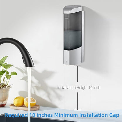 Automatic Soap Dispenser Wall Mount 700ml,Touchless Electric Sensor Liquid Gel Hand Sanitizer Dispenser Battery Operated for Office Home Kitchen Bathroom Hotel Restaurant Commercial (B-162-Sliver)