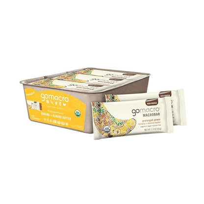 GoMacro MacroBar Organic Vegan Snack Bars - Granola + Coconut and Banana + Almond Butter (2.3 Ounce Bars, 12 Count)