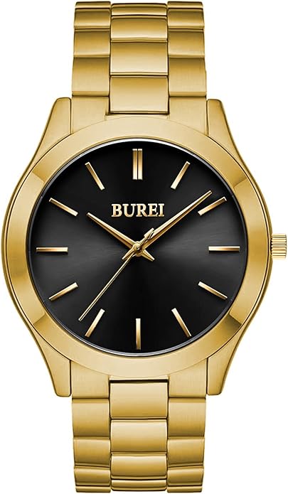 BUREI Men Watches Fashion Analog Stainless Steel Quartz Waterproof Watches,Gift for Men.