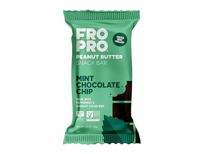 FROPRO Plant Protein Snack Bars - Plant Based Protein Bars, All-Natural, Gluten, Dairy, & Soy Free, High Protein Bars with Low Calories | Mint, 12 Pack