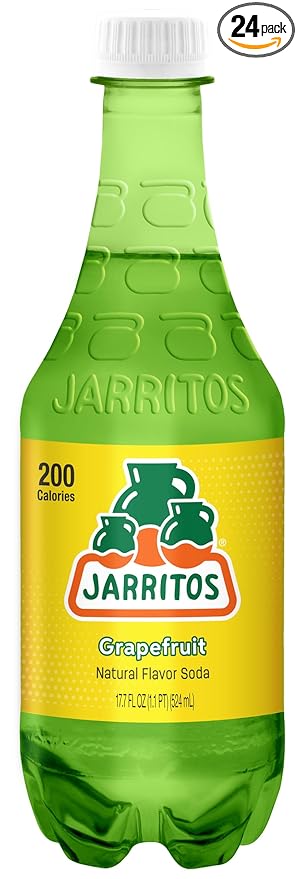 Jarritos - Mexican Soda Soft Drinks, Grapefruit (17.7 oz, 524ml) 24 Bottles - Made with Real Cane Sugar - 0g Fat - Made in Mexico - Natural Flavor Soda Pop - Party & BBQ Beverages