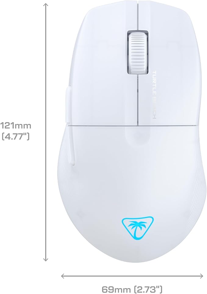 Turtle Beach Pure Air - Ultra-Light Wireless Ergonomic RGB Gaming Mouse, 26K DPI Optical Sensor, 125 Hour Battery, Dual Wireless System, Titan Optical Switches, Bluetooth, RGB Illumination - White