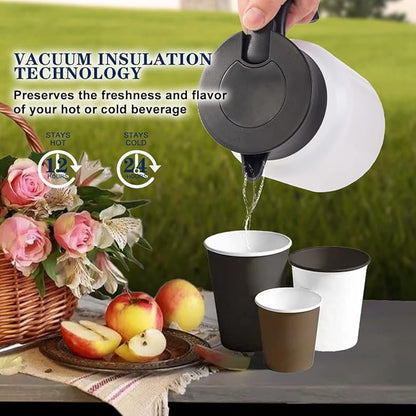 34oz Thermal Coffee Carafe with Tea Infuser/Smart Double Walled Vacuum Thermo with LED Display/Stainless Steel Tea Carafe/Tea Pot /12 Hour Heat & 24hr Cold Retention (White)