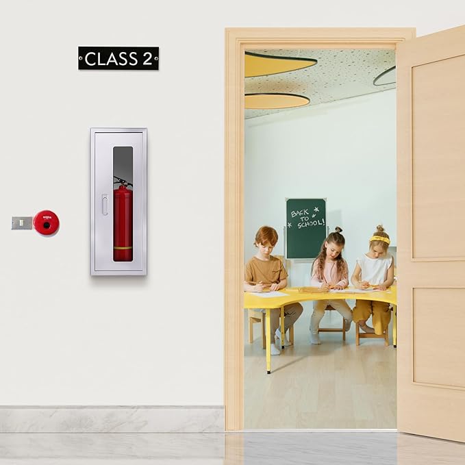 Fire Extinguisher Cabinet ,Wall Mount Fire Extinguisher Box ,Surface Mounted, 25-9/16" H x 9-13/16" W x 6-7/8" D Heavy Duty Fire Extinguisher Mount Stainless Steel (Stainless Steel Color)