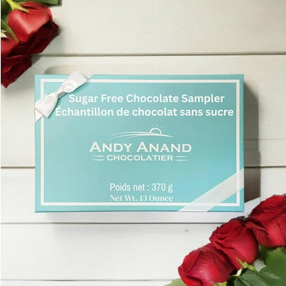 Andy Anand's Exquisite Sugar Free Chocolate Sampler: Unbelievably Delicious, Guilt-Free Indulgence in Assorted Gourmet Flavors, Gift Boxed (13 Oz) - Diabetic Friendly!
