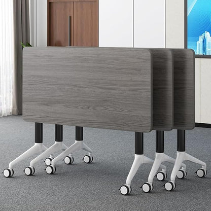 Conference Room Table, Folding Conference Table with Flip-Top Design, Mobile Seminars Dynamic Meetings Training Tables for Offices, Classrooms, and Meeting Room (8, grey1915, 70.8in)