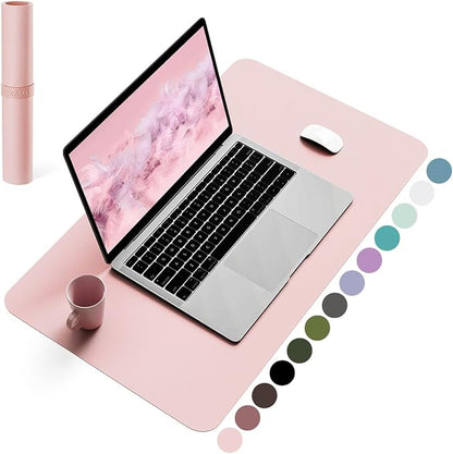 YSAGi Non-Slip Leather Desk Pad, Waterproof Laptop Computer Desk Keyboard Mat, Table Protector Blotter Mat, Large Mouse Pad for Office/Work/Home/Decor(Pink, 23.6" x 13.7")
