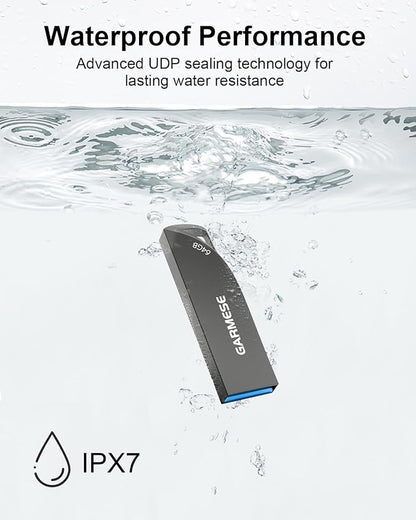 64GB USB 3.0 Flash Drive, Metal Waterproof & Slim Portable Memory Stick with Keychain Hole, Thumb Drive for PC/Laptop/Car/Travel Data Storage