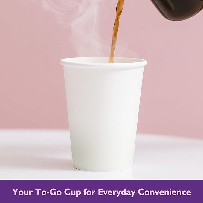 12 oz White Paper Coffee Cups, Disposable Hot Cups for Coffee, Tea, Cocoa, Beverages, 500 Pack