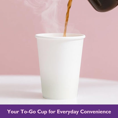12 oz White Paper Coffee Cups, Disposable Hot Cups for Coffee, Tea, Cocoa, Beverages, 500 Pack