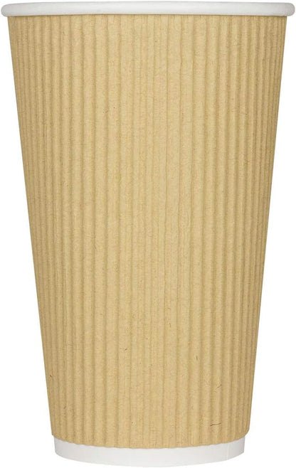 Karat 16oz Ripple Insulated Coffee Hot Cups [500 Count] Kraft Double Poly Lined Paper Hot Cup - Ideal for Hot Beverages, 90mm (C-KRC516)
