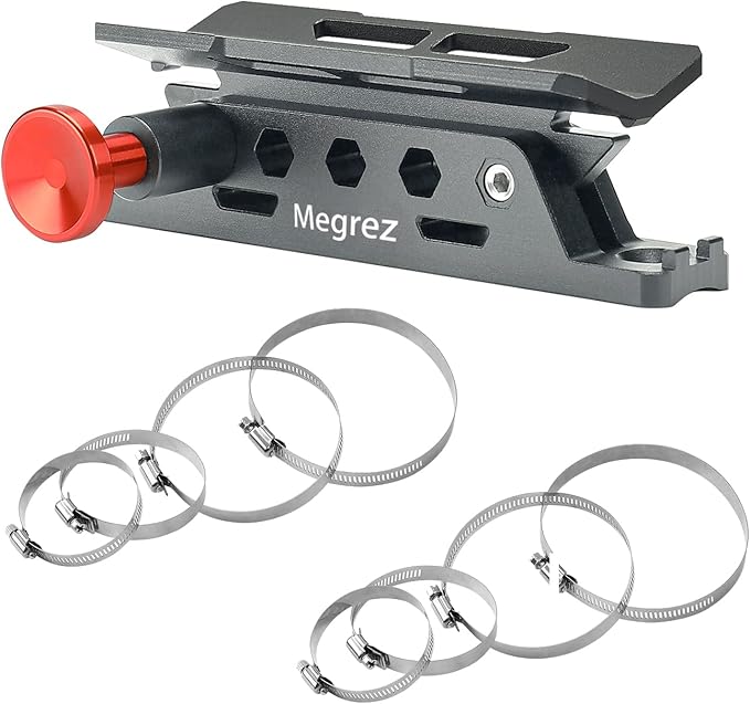 MEGREZ Adjustable Fire Extinguisher Mount Holder, Aluminum Quick Release Fire Extinguisher Holder with 8 Clamps, Compatible with Jeep Wrangler UTV Polaris RZR, Grey