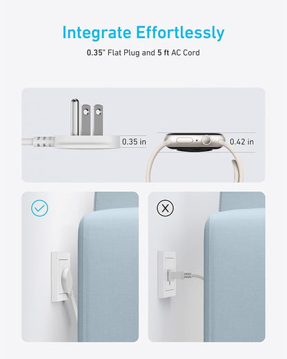 Anker Desktop Charger, 9-in-1 Power Strip with 300J Surge Protector, 5ft Flat Plug Extension Cord with Multiple Devices, 100W USB C Charger with 3 AC, 2 USB A, 4 USB C, Home Office, Desk Accessories