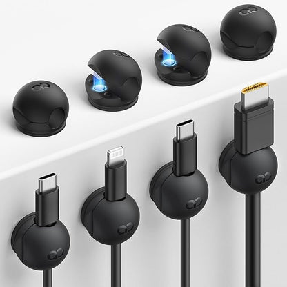 8Pack Magnetic Cord Organizer Clips - Lamicall [Mini-Soft Silicone] Cable Management for Phone Charger Cords, Strong Magnet Adhesive Cord Holder for Desk/Nightstand/Home/Office, Organizer Accessories