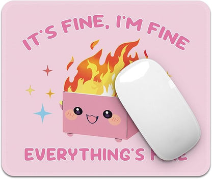 Square Mouse Pad with Stitched Edge, Premium Mousepad Washable Cloth. Computer Mouse Pad with Non-Slip Rubber Base, Mouse Pads for Computers Laptop Mouse 9.25x7.75x0.12 inch-Pink Box on Fire