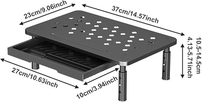 Monitor Stand Riser Desktop Monitor Stand Desktop Organizer Practical Modern 3 Height Adjustable with Storage Drawer for Dorm, Black